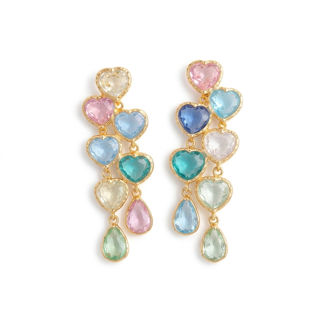 Rena Heart-Shaped Gemstone Drop Earrings