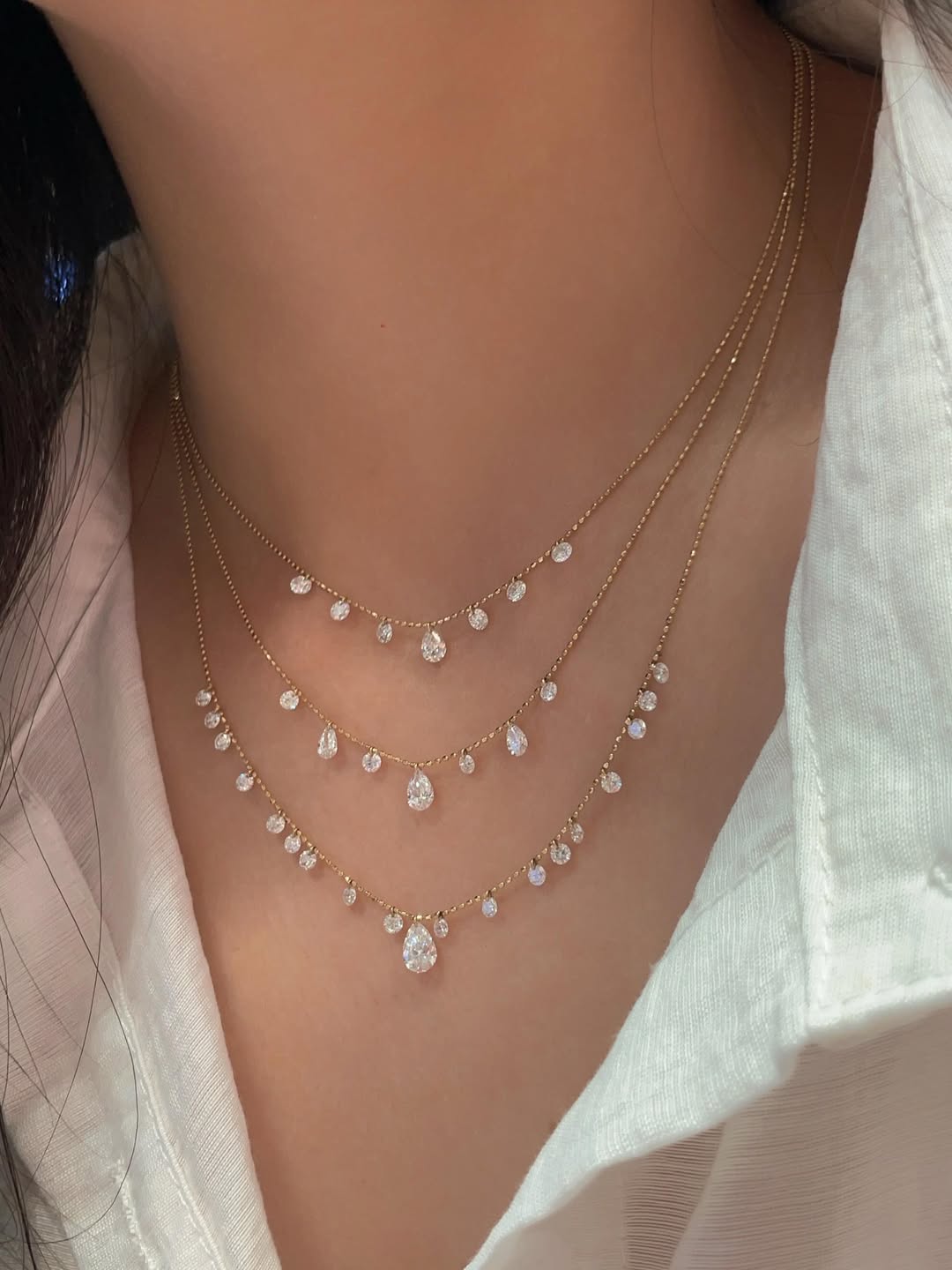 Aurora Drop Tripple Layered Necklace (Set of 3)