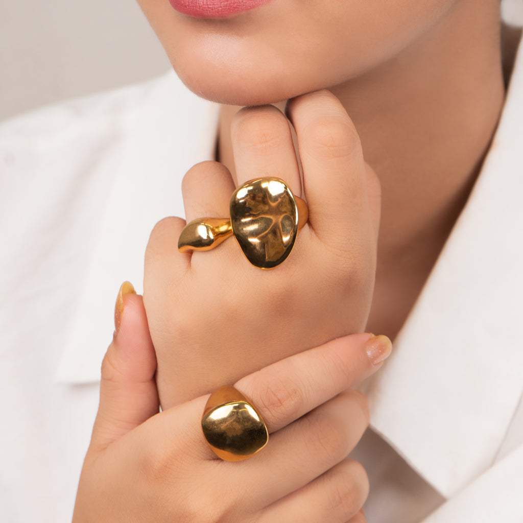 Gilded Cascade Quartet Gold Rings for Women