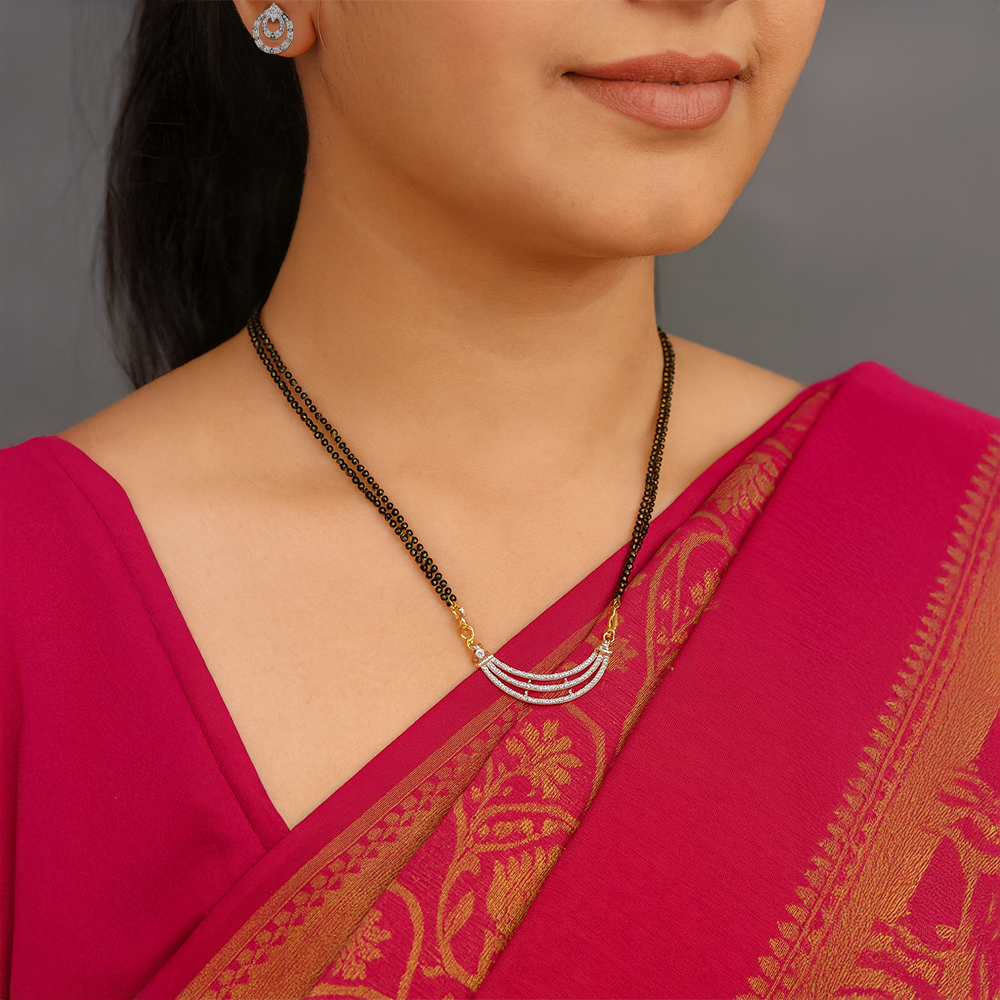 Trinity Curve Modern Mangalsutra & Earrings Set