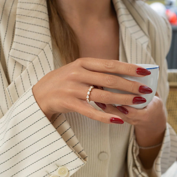Celia Pear Stone Band Ring