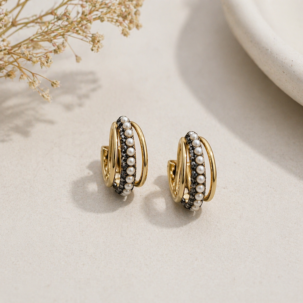 Aurie Bezel Pearl Hoops