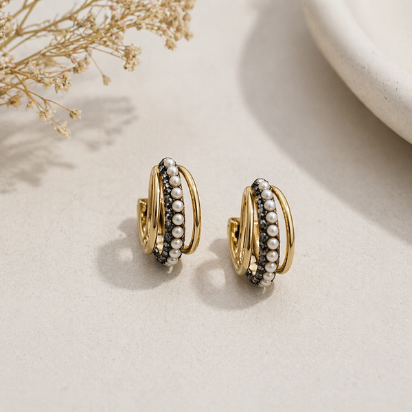 Aurie Bezel Pearl Hoops