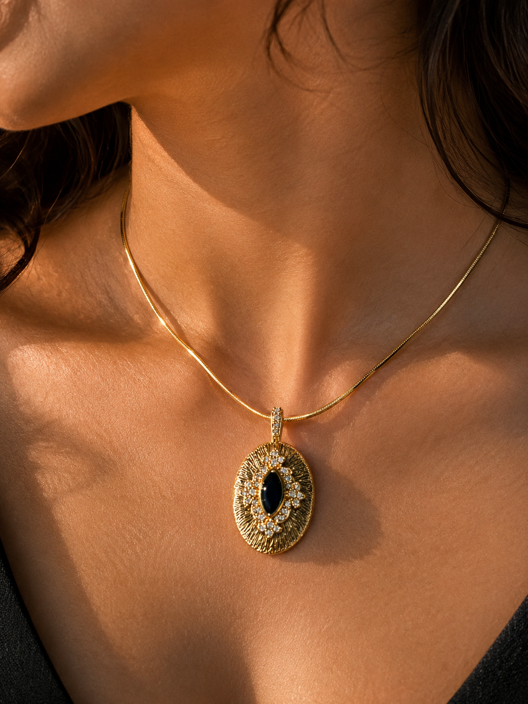 Zafira Noir Medallion Necklace