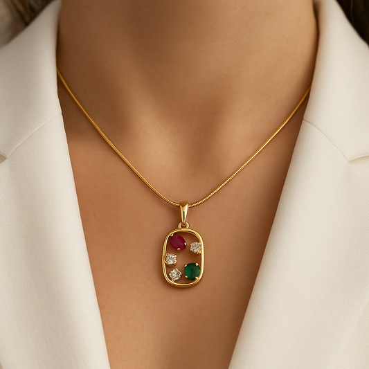 Multi-Gemstone Pendant Necklace