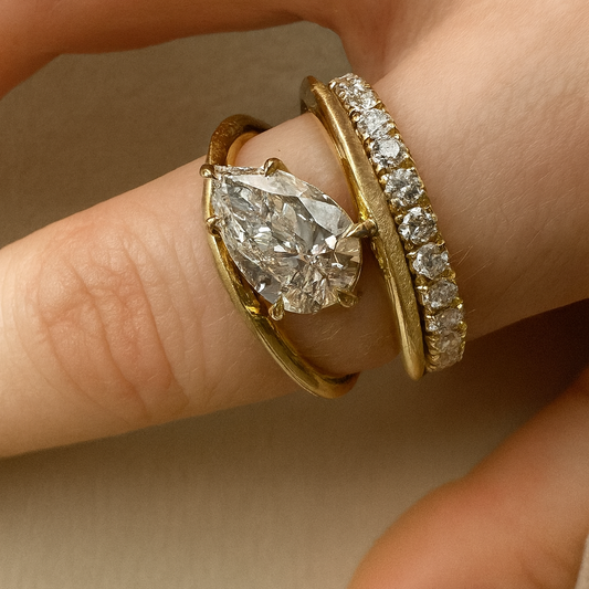 Pear-Shaped Crystal Ring Set