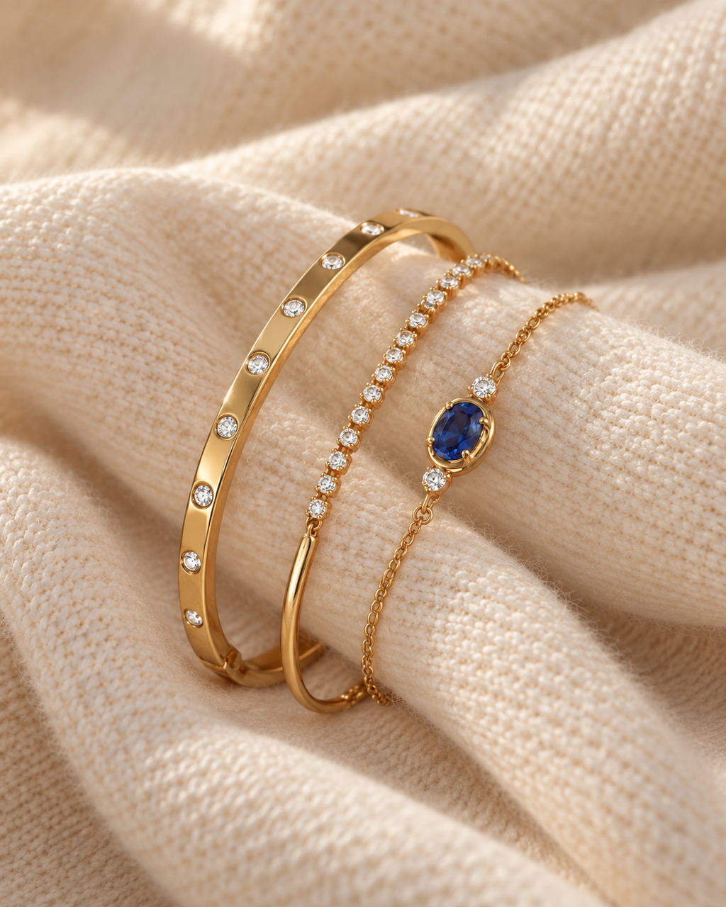 Saphira Blue Gem Bracelet Stack