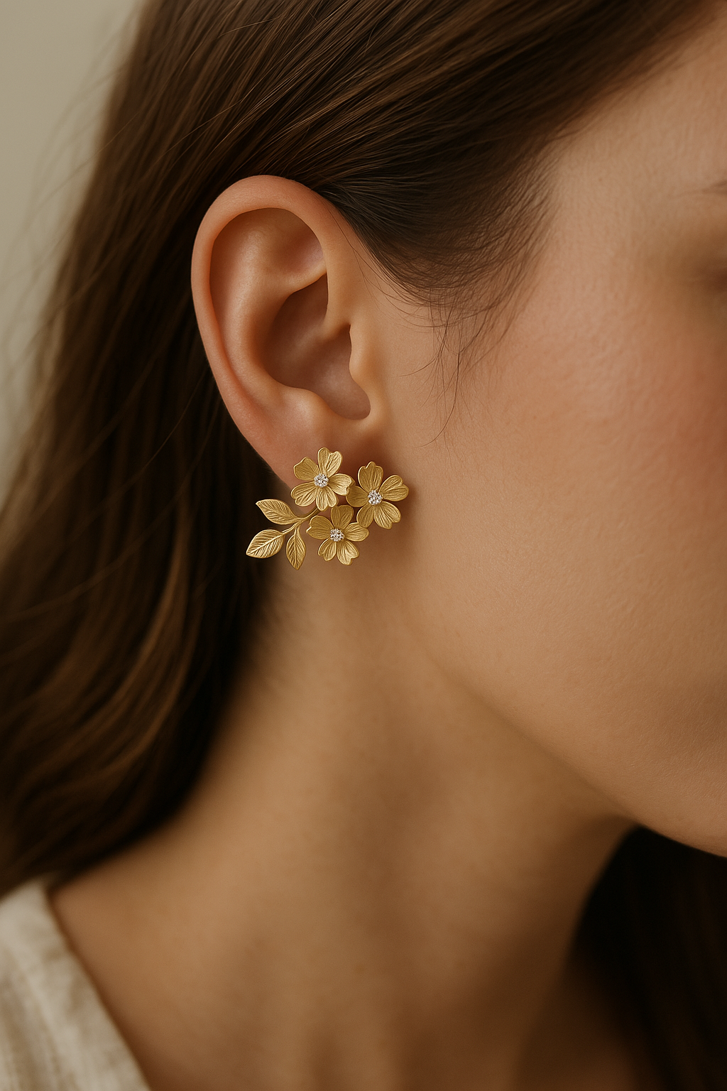 Golden Blossom Stud Earrings
