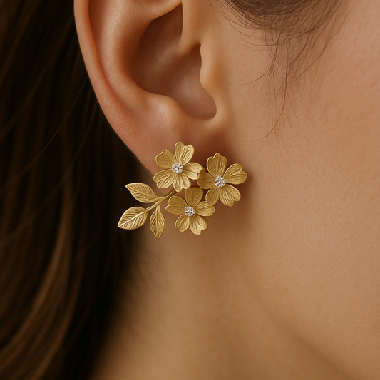 Golden Blossom Stud Earrings