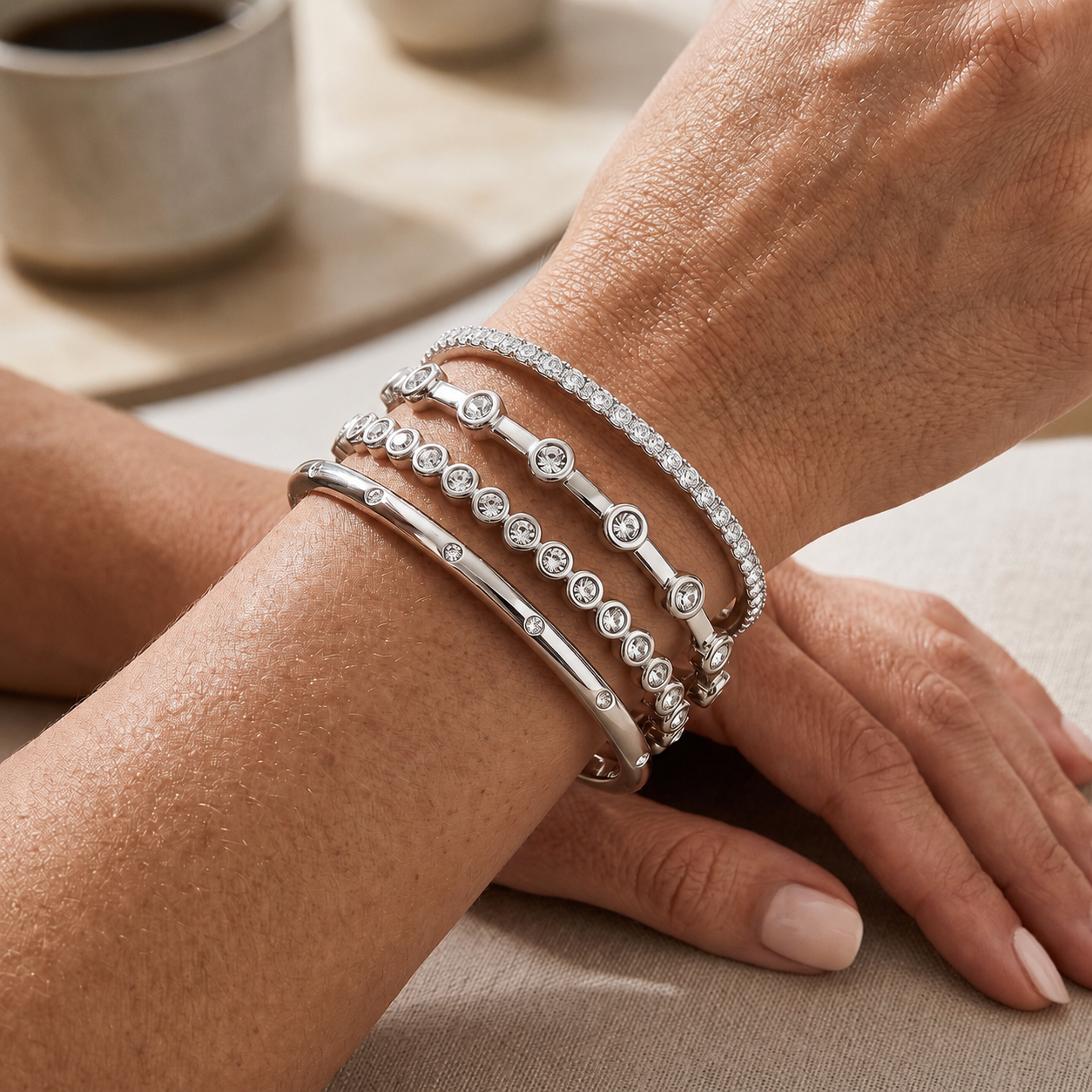 White Gold Ice Bezel Stack (Size 2.4)