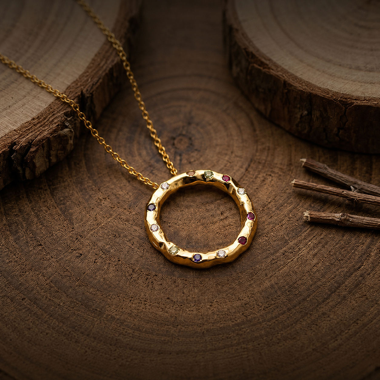 Serena Rainbow Halo Pendant