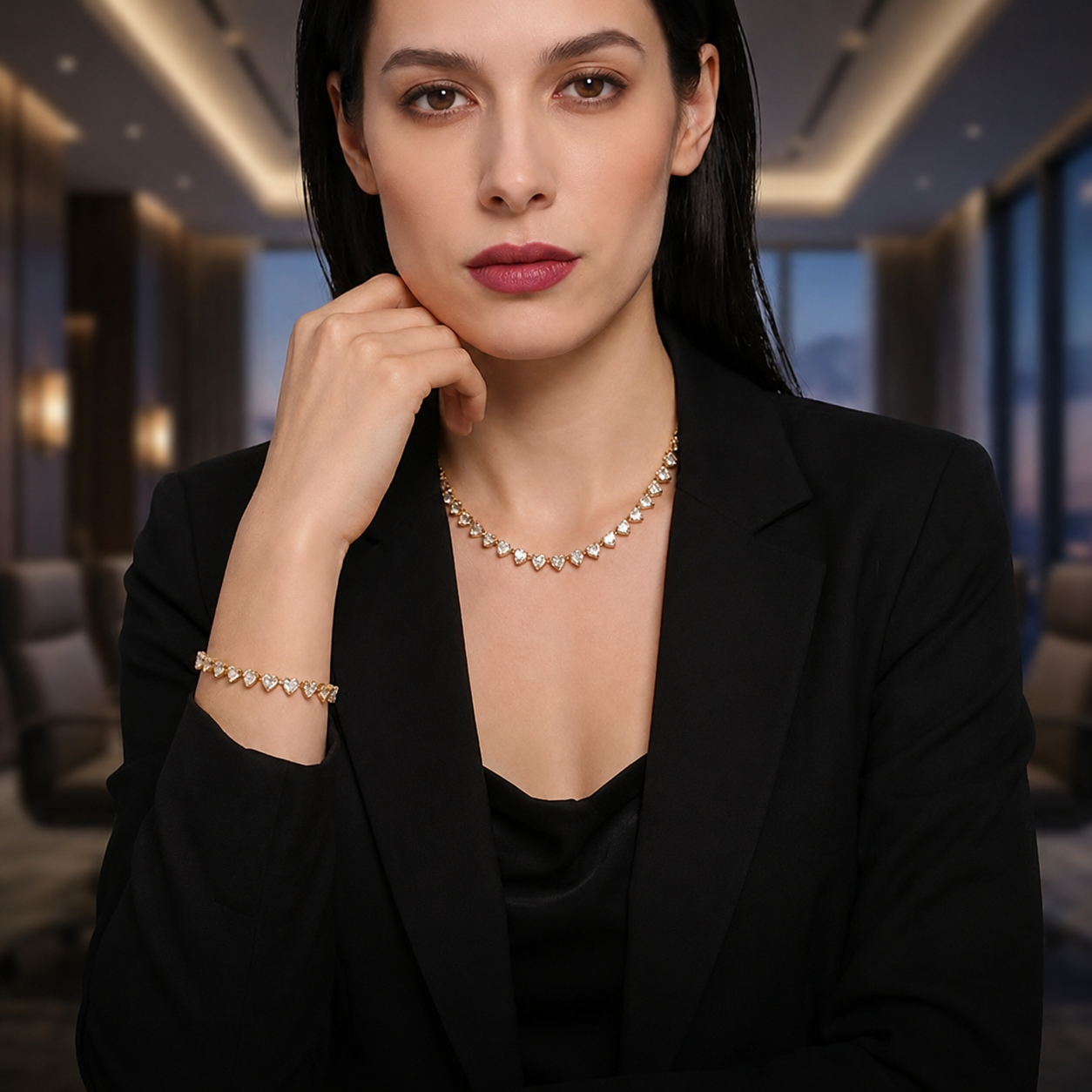 Lydia Tennis Necklace and bracelet Set