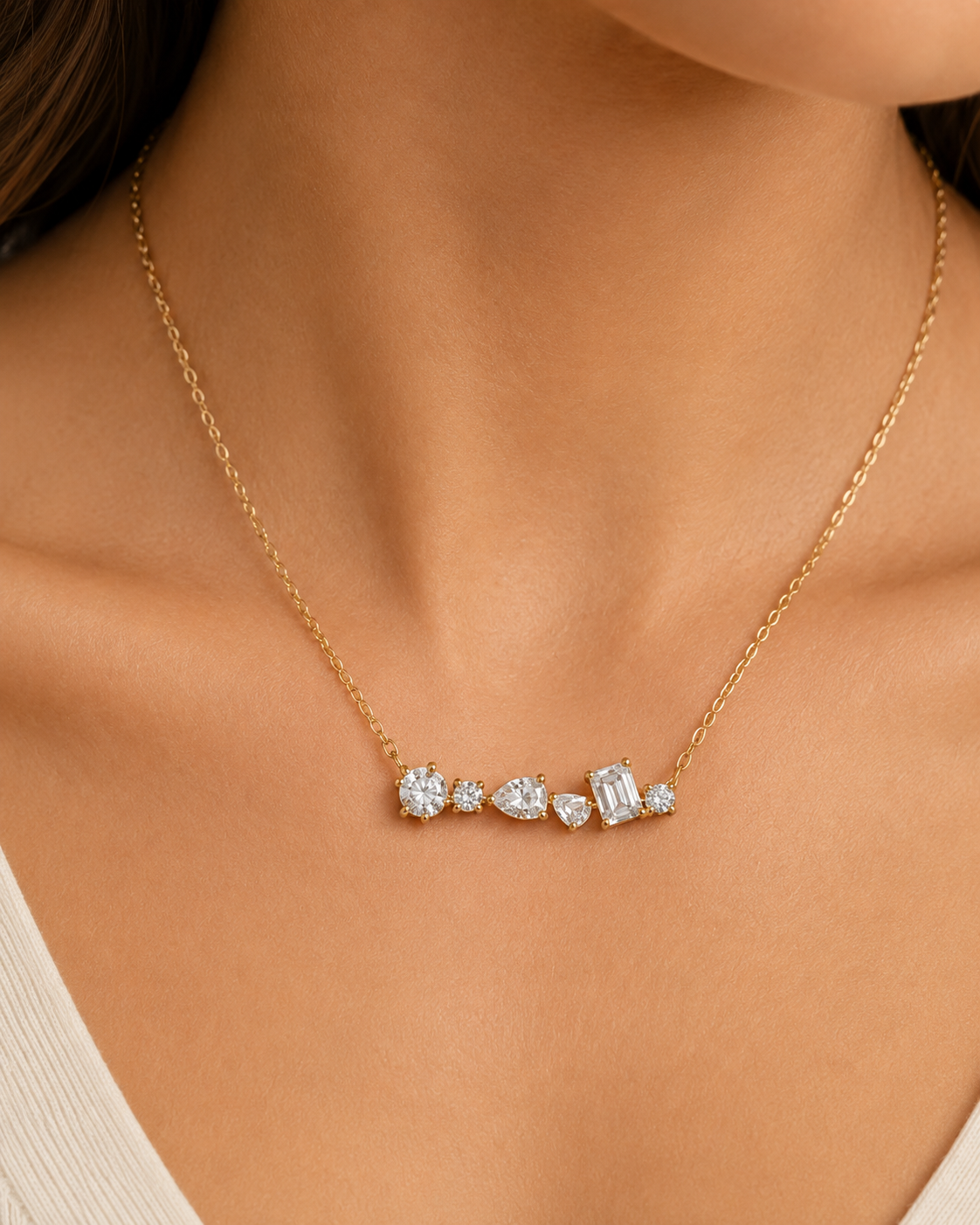 Stella- Sterling Silver Mixed Stone Necklace