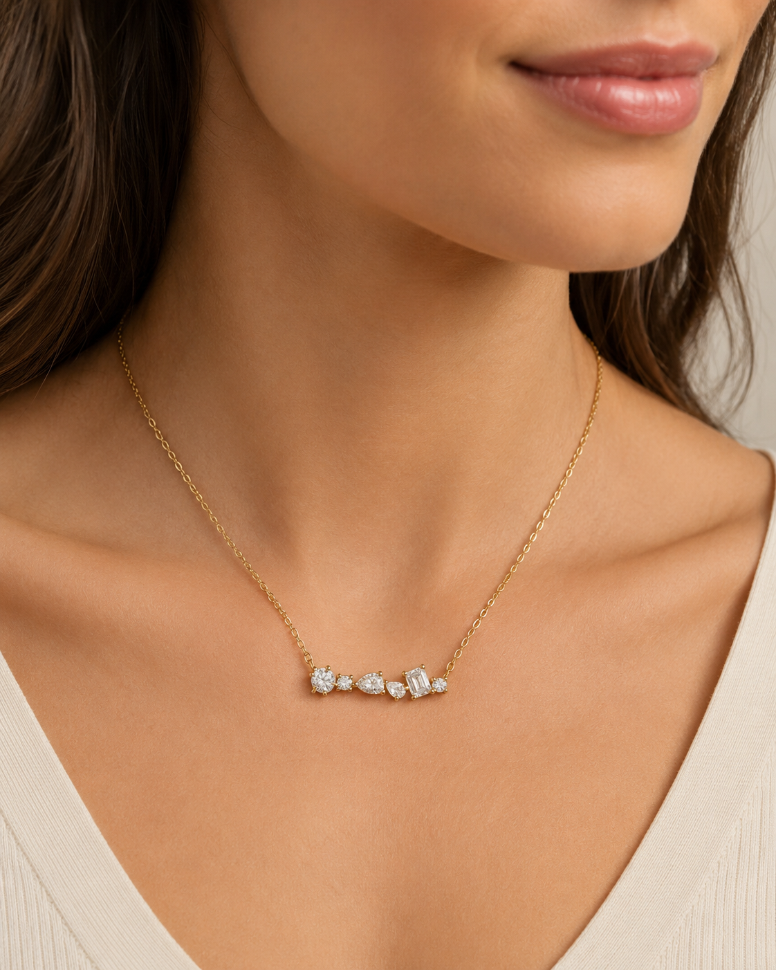 Stella- Sterling Silver Mixed Stone Necklace