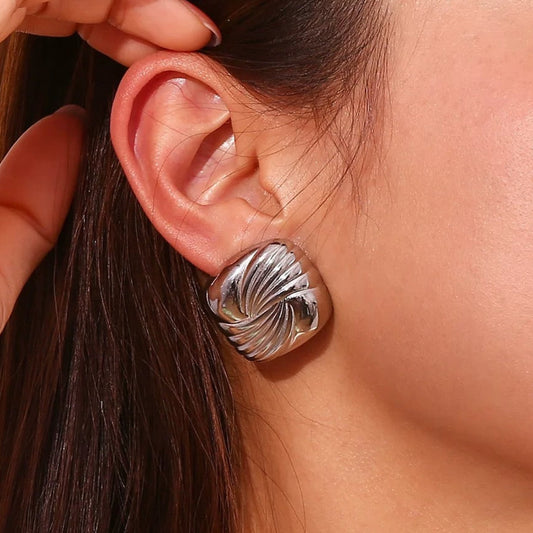 Nova Chunky Silver Sculptural Studs