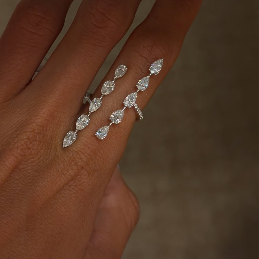 Sylvienne Marquise Cascade Adjustable Ring