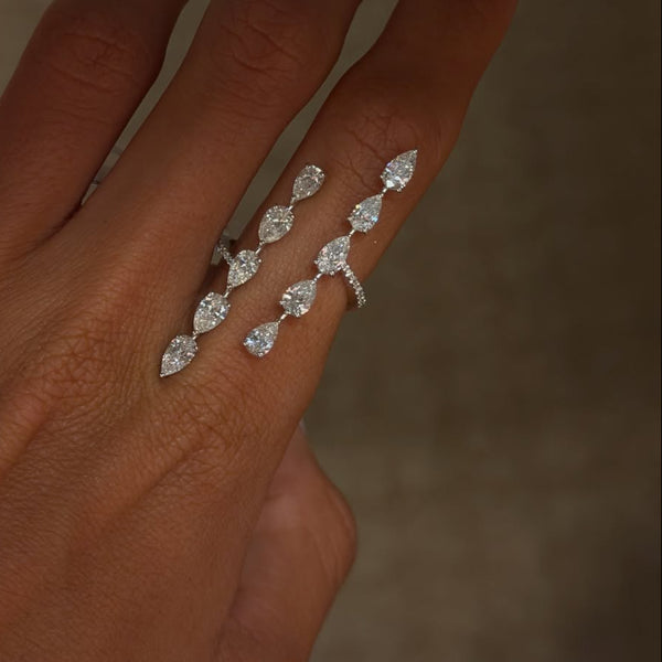 Sylvienne Marquise Cascade Adjustable Ring