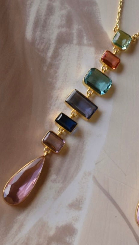 Twilight Cascade Multigem Statement Necklace