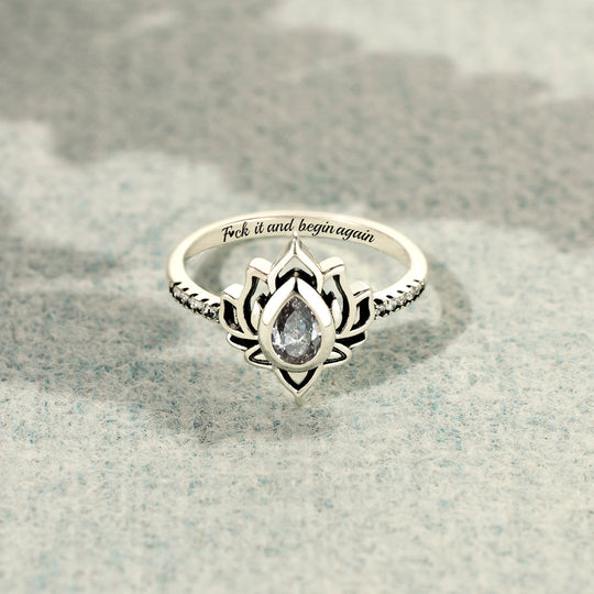 "Rise Again" Lotus Message Ring