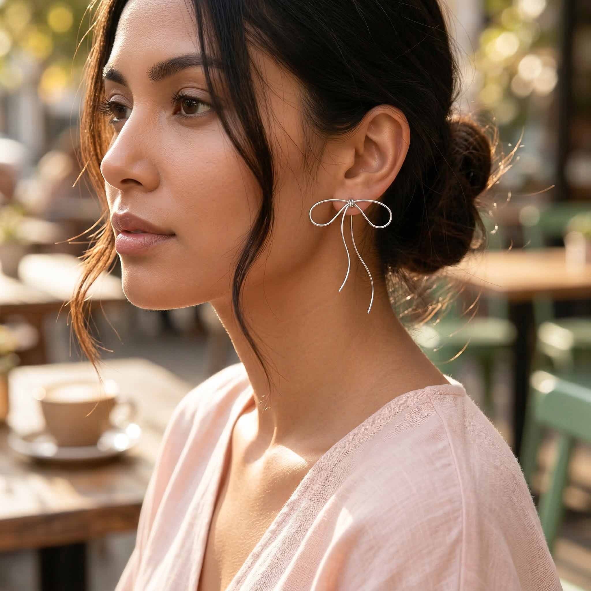 Lyra's Graceful Bow Wire Earrings