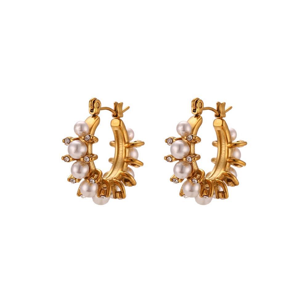 Arden Pearl-Embedded Hoop Earrings