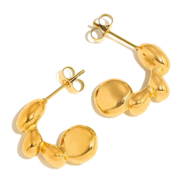 Fira Molten Bubble Gold Hoop Earrings