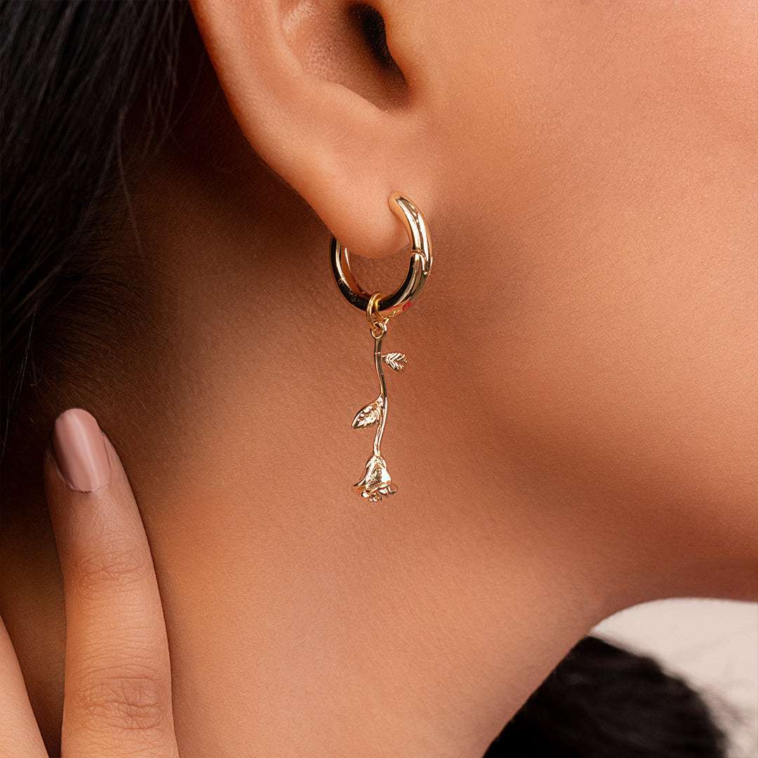 Gold Hoop Charm Earrings Set