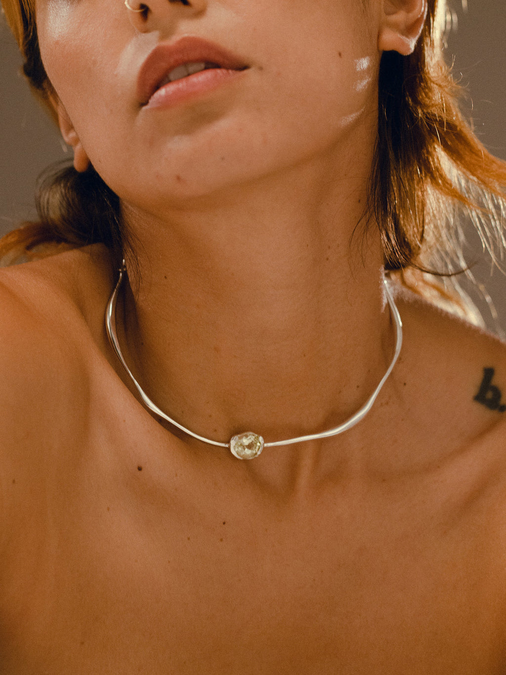 Liora Sculpted Crystal Collar Necklace