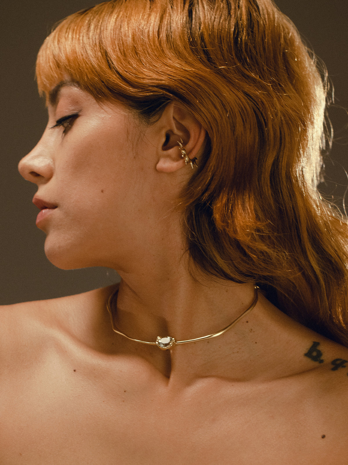 Liora Sculpted Crystal Collar Necklace