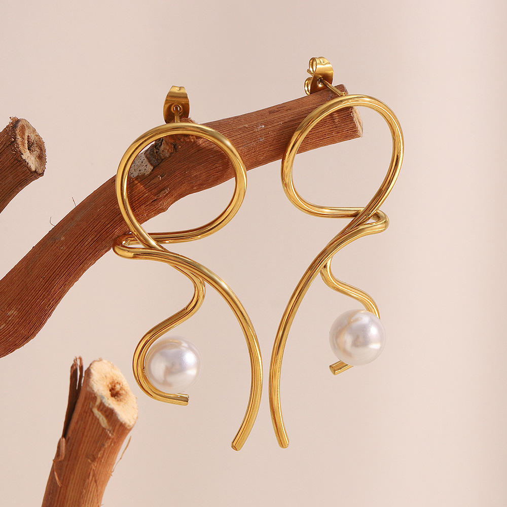 Elysia 18K Gold-Plated Pearl Swirl Earrings For Women
