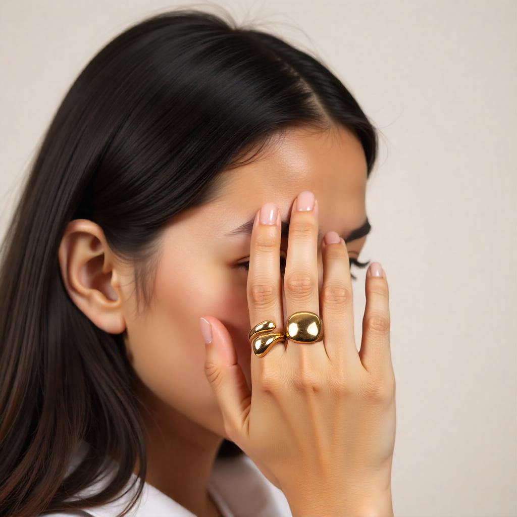 Gilded Cascade Quartet Gold Rings for Women