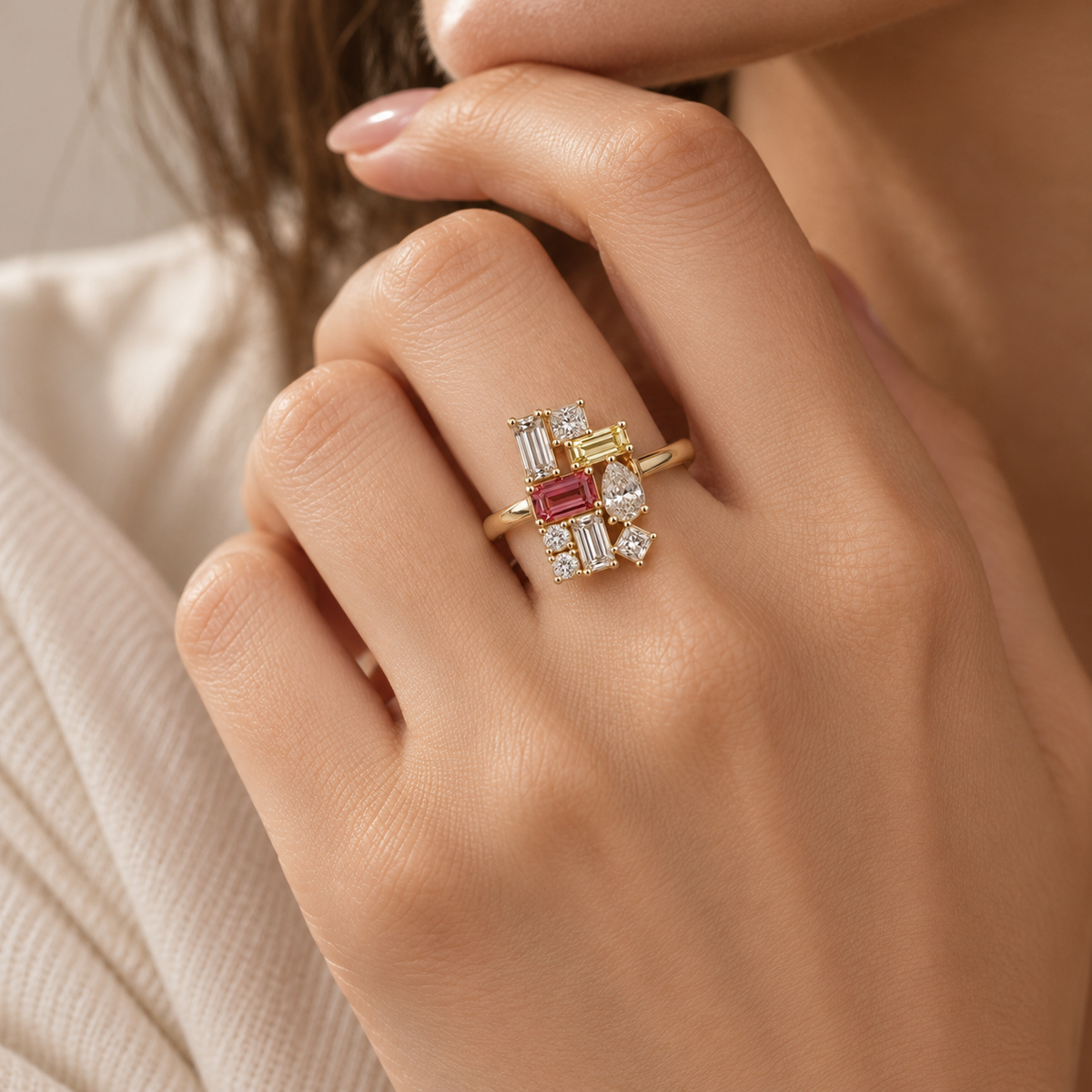 Sheen Stone Cluster Ring (Size 7)