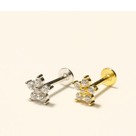 Lyra 925 Sterling Silver Floral Studs