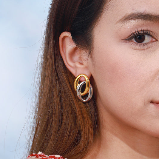 Twinloop Interlock Hoops – Silver & Gold Plated Combo Earrings