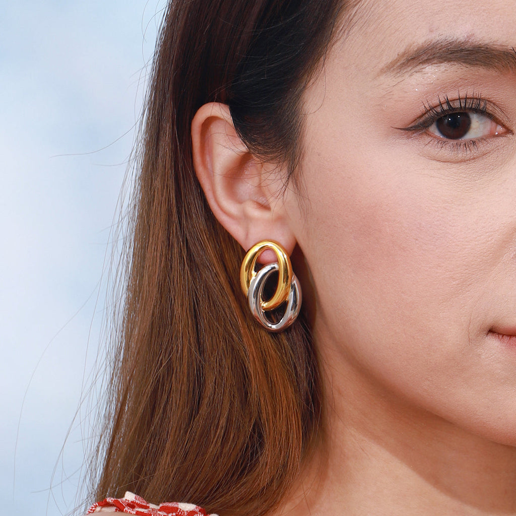 Twinloop Interlock Double Plated Earrings