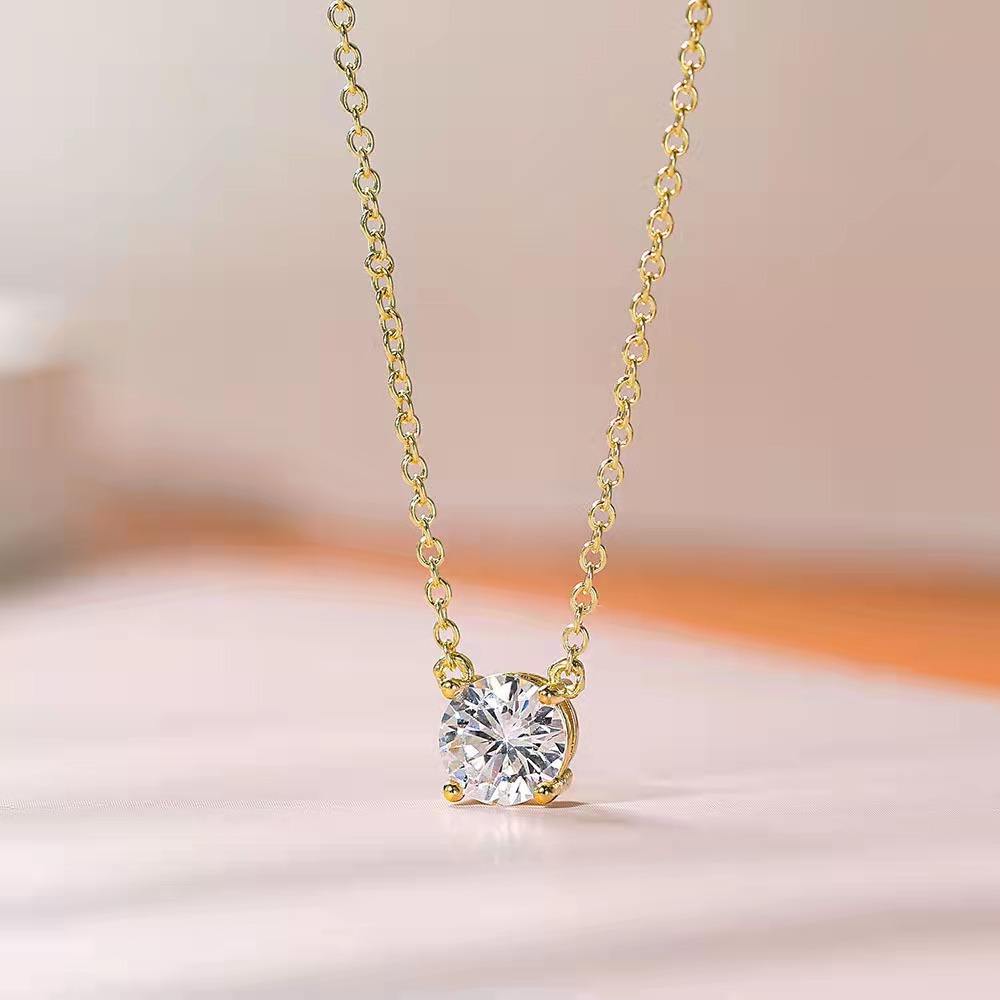 Classic Solitaire Pendant Necklaces Stainless Steel