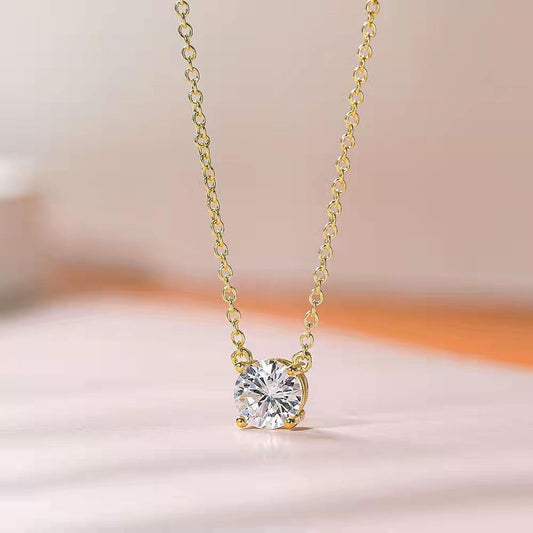Classic Solitaire Pendant Necklaces Stainless Steel