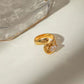 Pear-Cut Swirl Open Ring in 18K Gold Plating