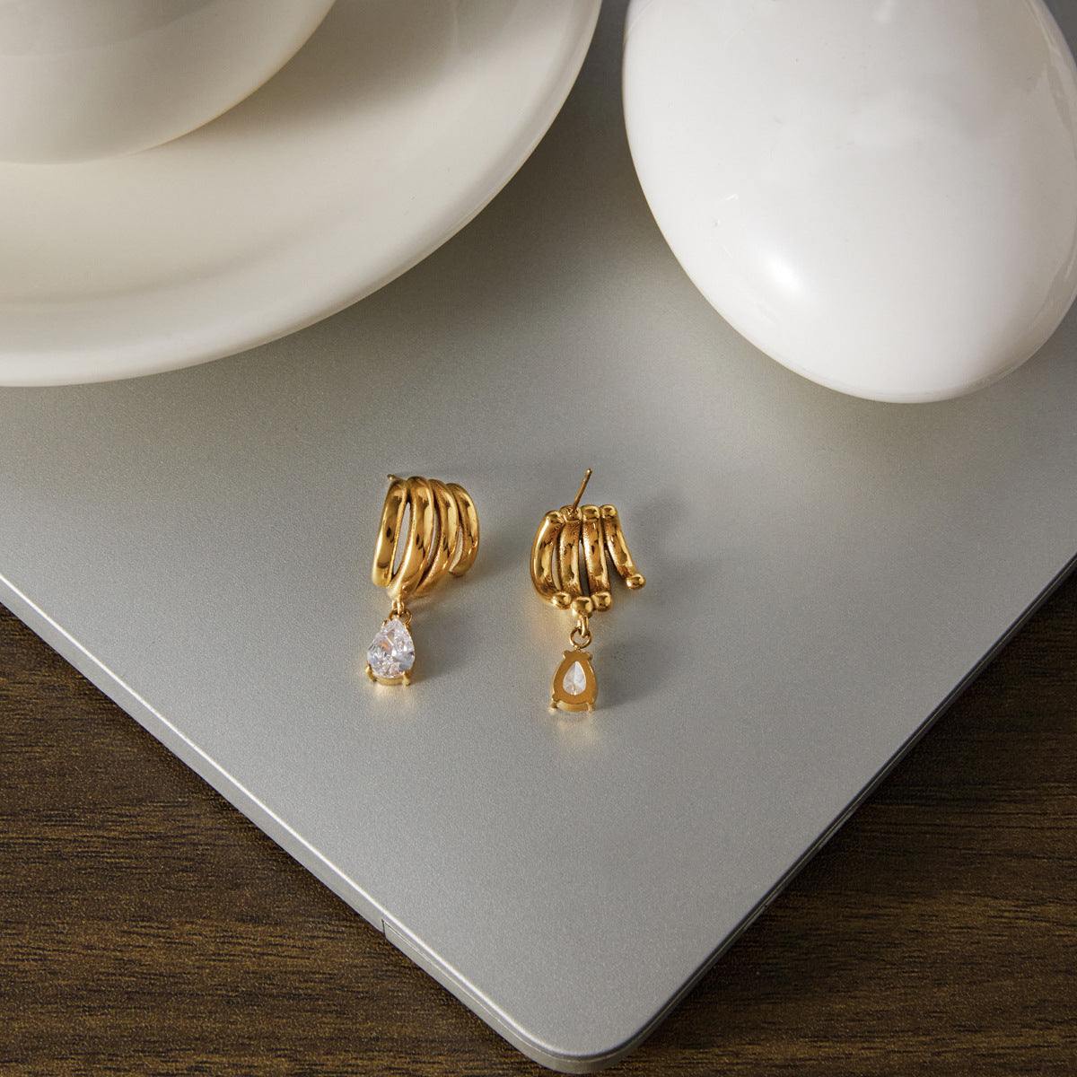 Gilded Raindrop Shell Earrings