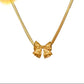 Mini Bow Herringbone Necklace in Gold