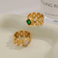 Verde Grid Gold-Plated Statement Ring