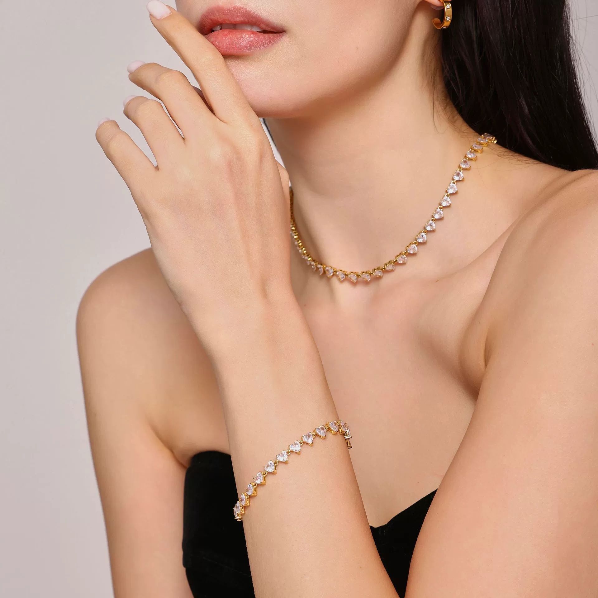 Lydia Tennis Necklace and bracelet Set