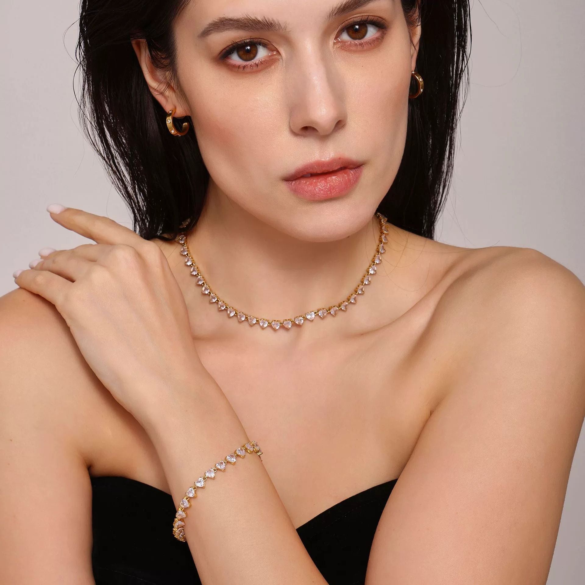 Lydia Tennis Necklace and bracelet Set