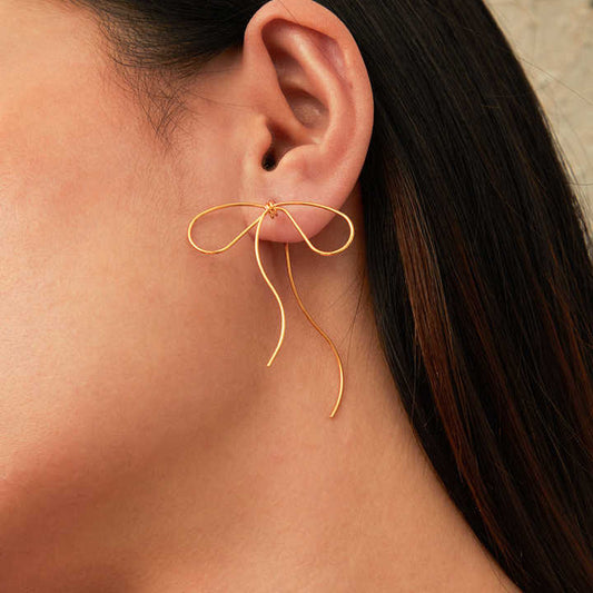 Lyra's Graceful Bow Wire Earrings