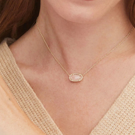 Blush Oval Pendant Necklace – Stainless Steel