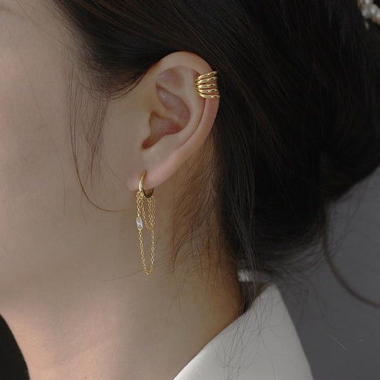 Zoya Silver Threaded Hoop Earrings