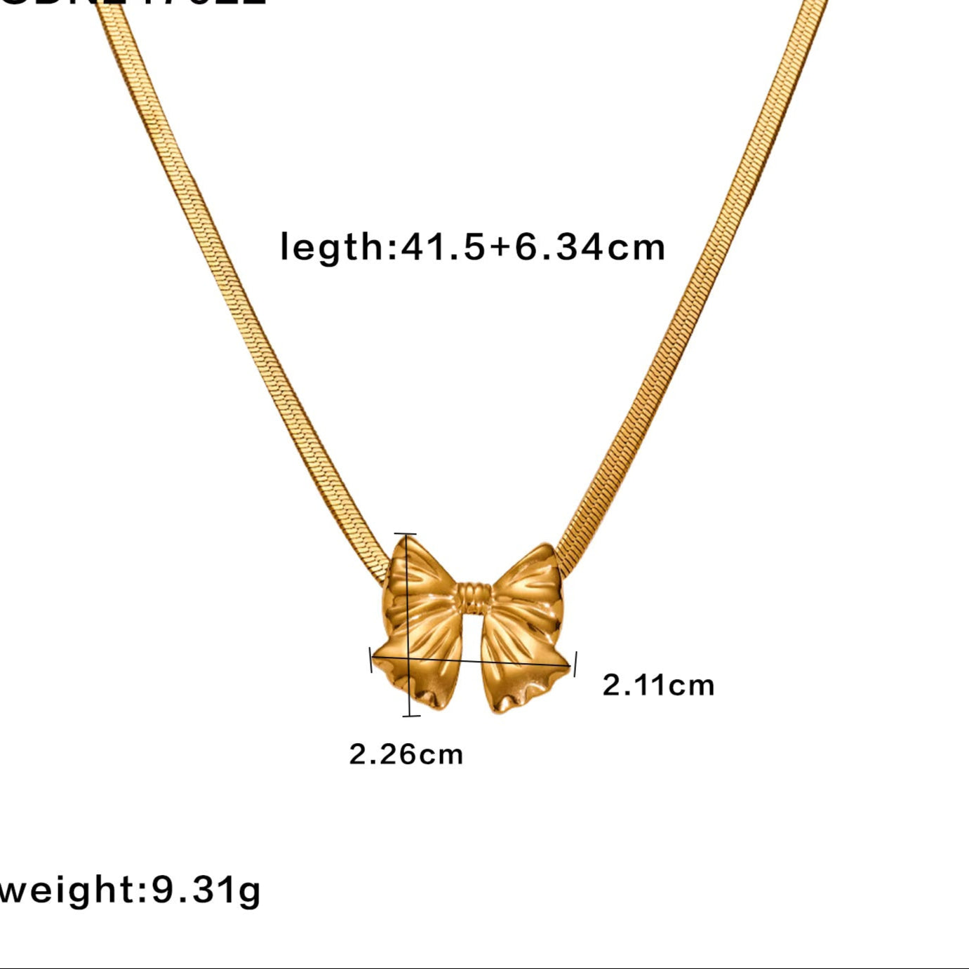 Mini Bow Herringbone Necklace in Gold