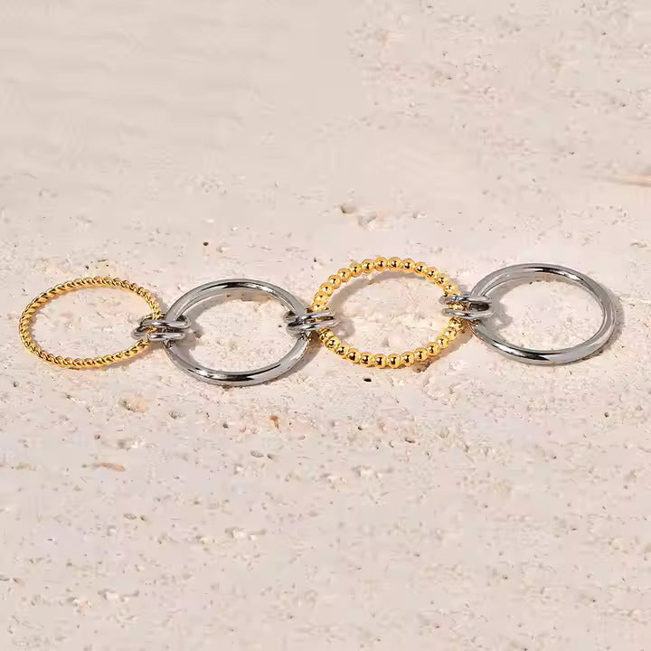 Caged Duo-Tone Stackable Statement Ring