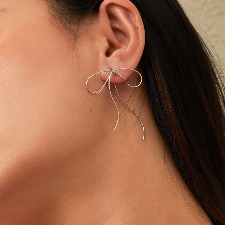 Lyra's Graceful Bow Wire Earrings