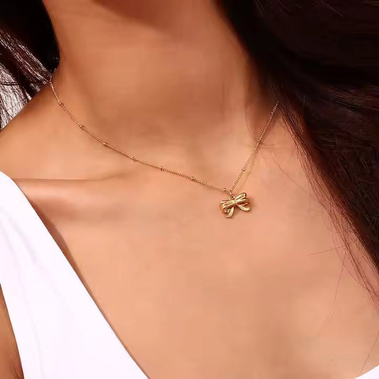 Mini Bow Gold Pendant Necklace